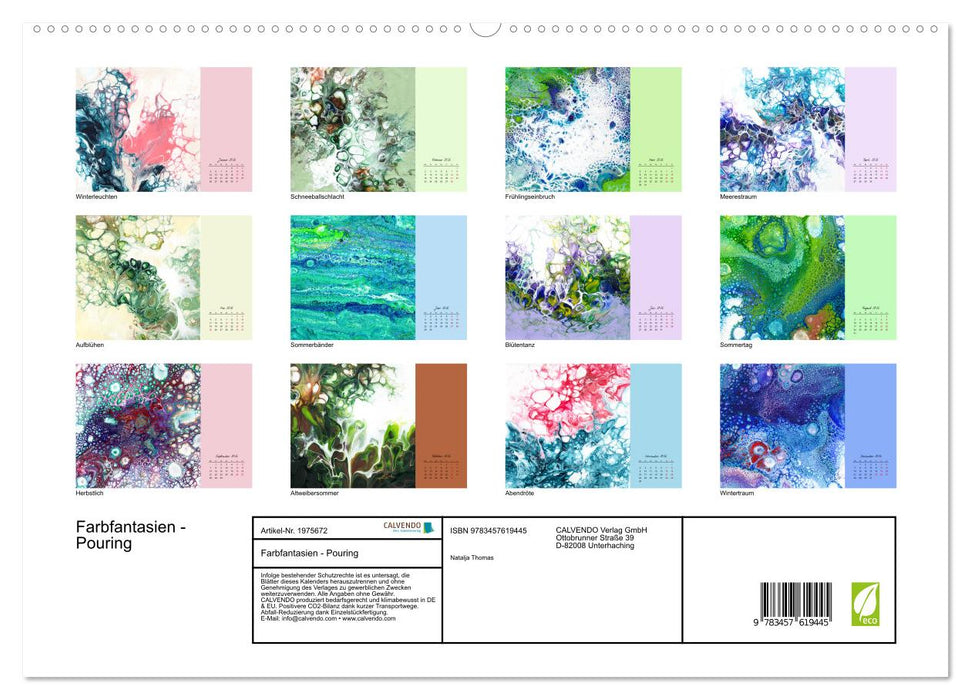 Farbfantasien - Pouring (CALVENDO Wandkalender 2026)