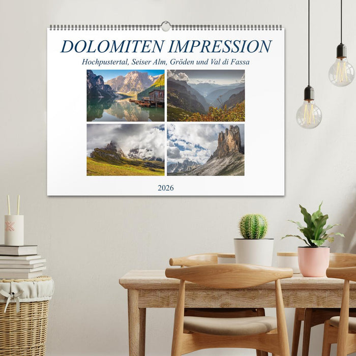 Dolomiten Impression, Hochpustertal, Seiser Alm, Gröden, Val di Fassa (CALVENDO Wandkalender 2026)