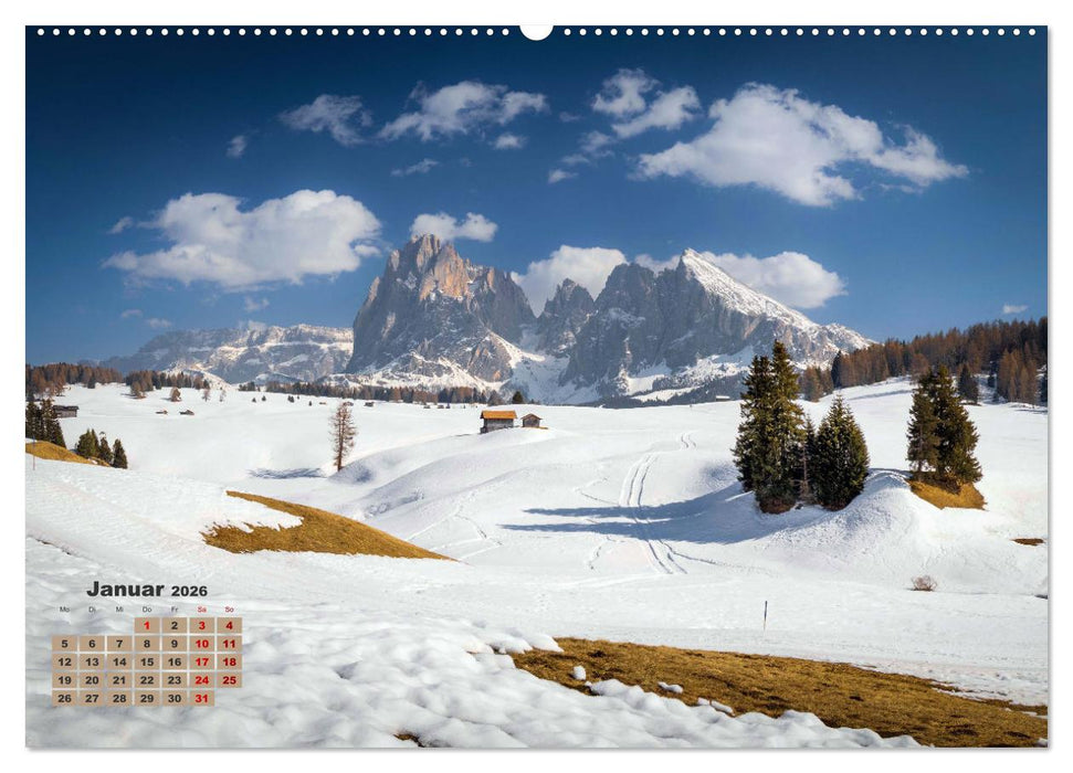 Dolomiten Impression, Hochpustertal, Seiser Alm, Gröden, Val di Fassa (CALVENDO Wandkalender 2026)