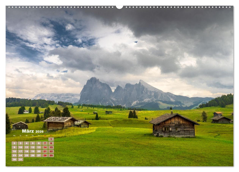 Dolomiten Impression, Hochpustertal, Seiser Alm, Gröden, Val di Fassa (CALVENDO Wandkalender 2026)
