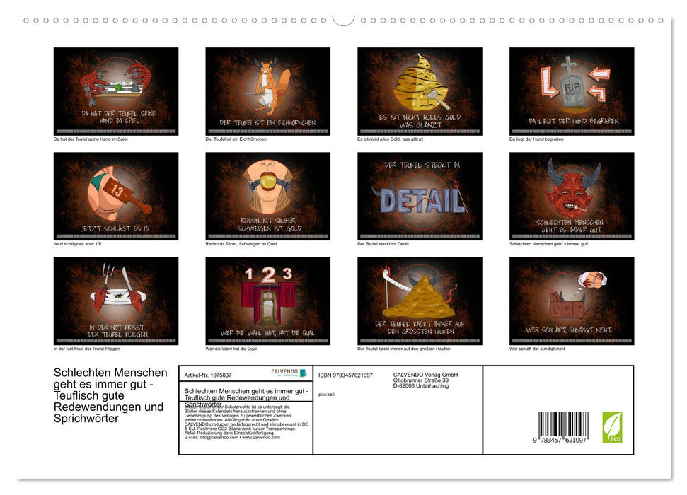 Schlechten Menschen geht es immer gut - Teuflisch gute Redewendungen und Sprichwörter (CALVENDO Wandkalender 2026)