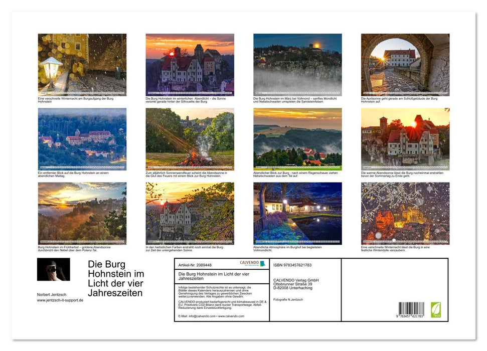 Die Burg Hohnstein im Licht der vier Jahreszeiten (CALVENDO Wandkalender 2026)
