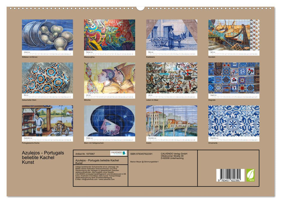 Azulejos - Portugals beliebte Kachel Kunst (CALVENDO Wandkalender 2026)