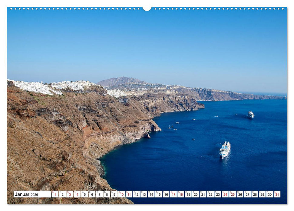 Santorini - Strahlendes Weiß an der Caldera (CALVENDO Wandkalender 2026)