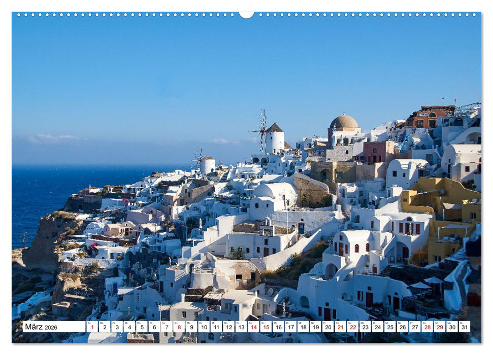 Santorini - Strahlendes Weiß an der Caldera (CALVENDO Wandkalender 2026)