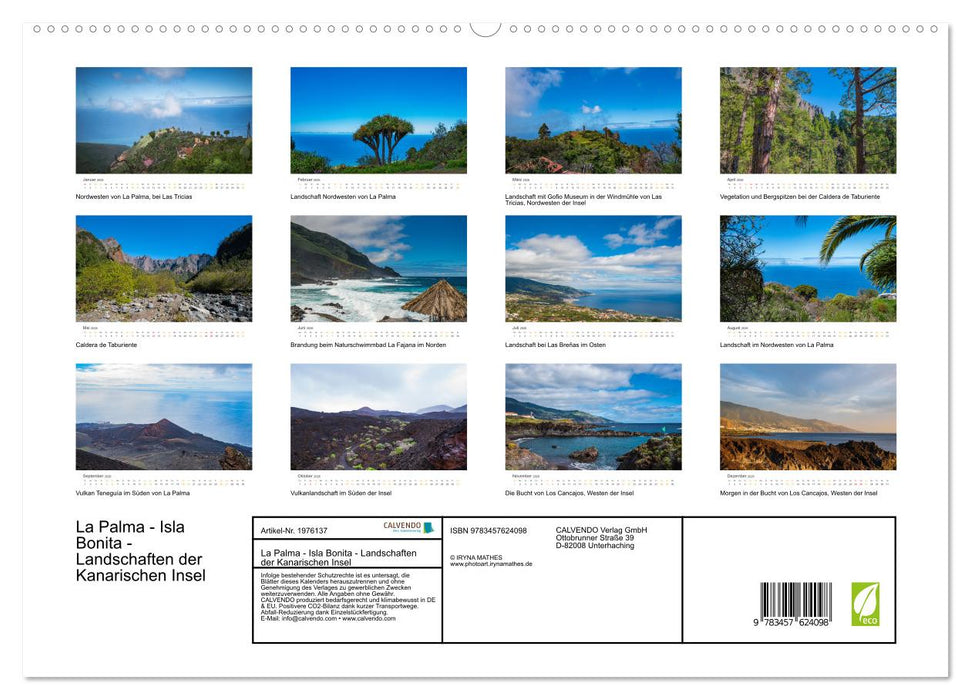 La Palma - Isla Bonita - Landschaften der Kanarischen Insel (CALVENDO Wandkalender 2026)