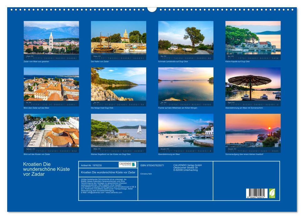 Kroatien Die wunderschöne Küste vor Zadar (CALVENDO Wandkalender 2026)