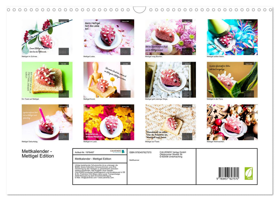 Mettkalender - Mettigel Edition (CALVENDO Wandkalender 2026)