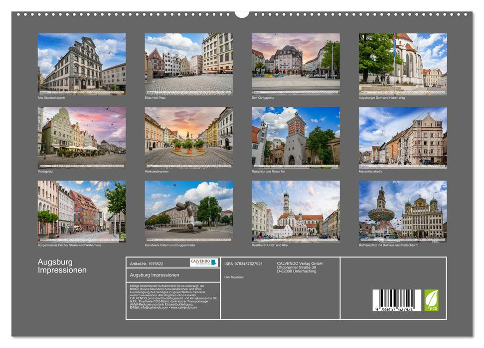 Augsburg Impressionen (CALVENDO Premium Wandkalender 2026)