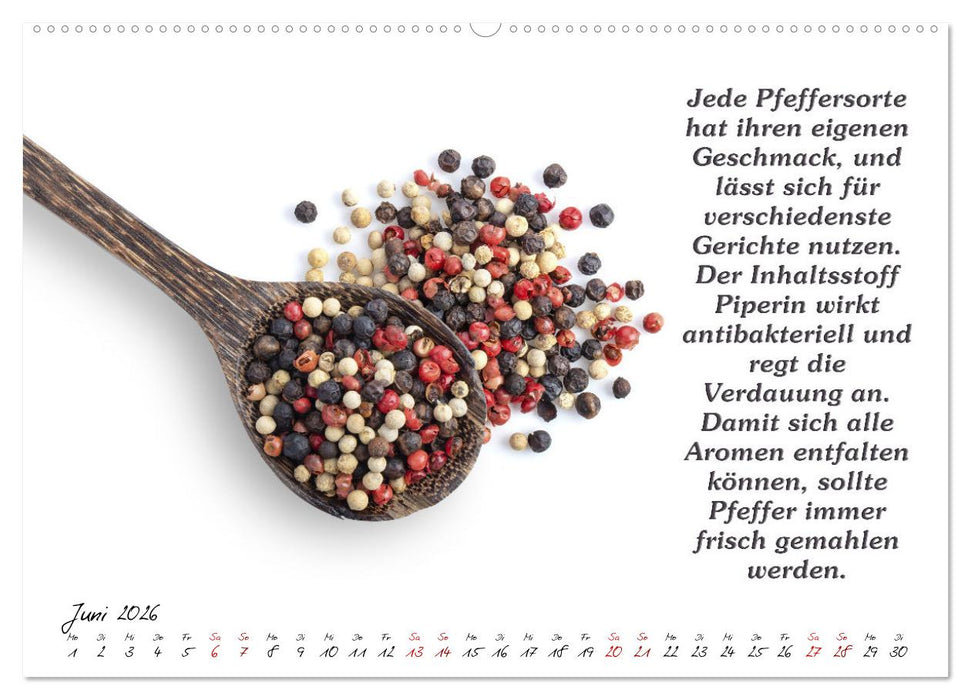 Gewürze: Gesund & Lecker (CALVENDO Wandkalender 2026)