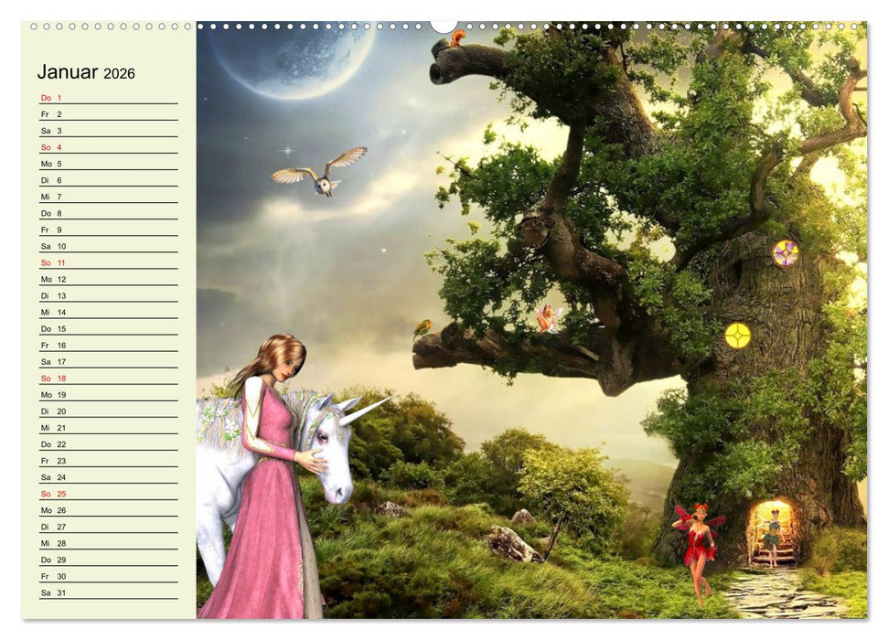 Wundersamer Elfenwald. Liebliche Naturgeister und Lichtgestalten (CALVENDO Wandkalender 2026)