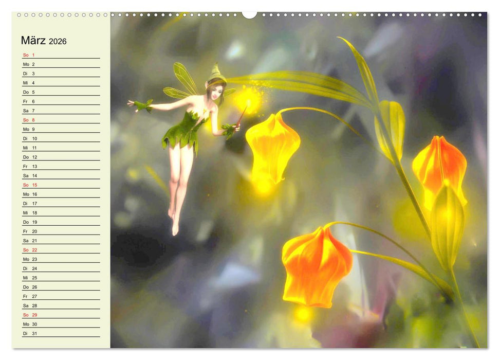 Wundersamer Elfenwald. Liebliche Naturgeister und Lichtgestalten (CALVENDO Wandkalender 2026)