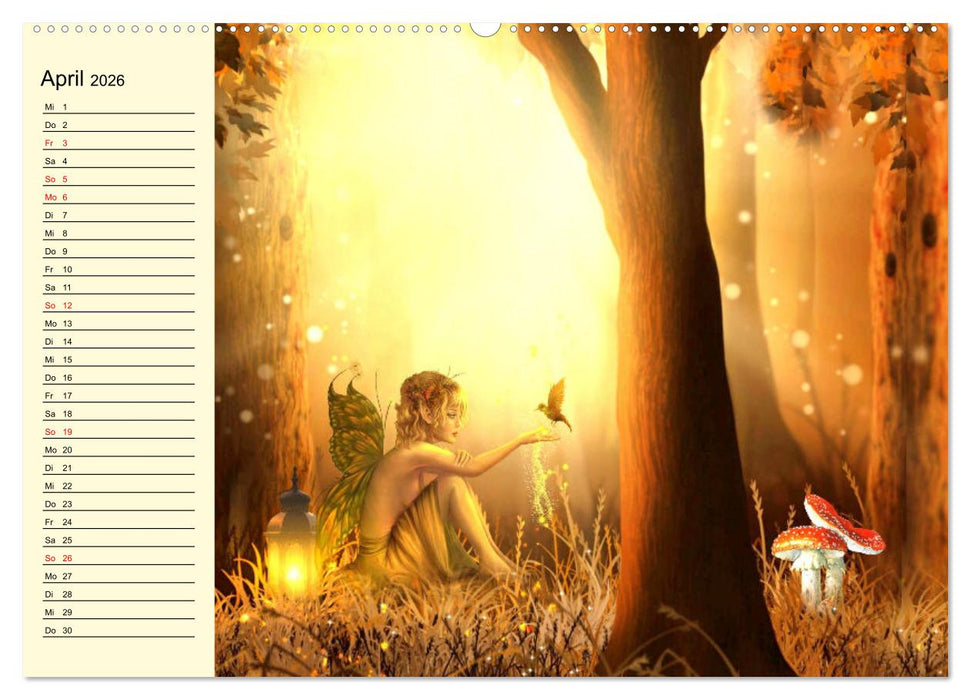 Wundersamer Elfenwald. Liebliche Naturgeister und Lichtgestalten (CALVENDO Wandkalender 2026)