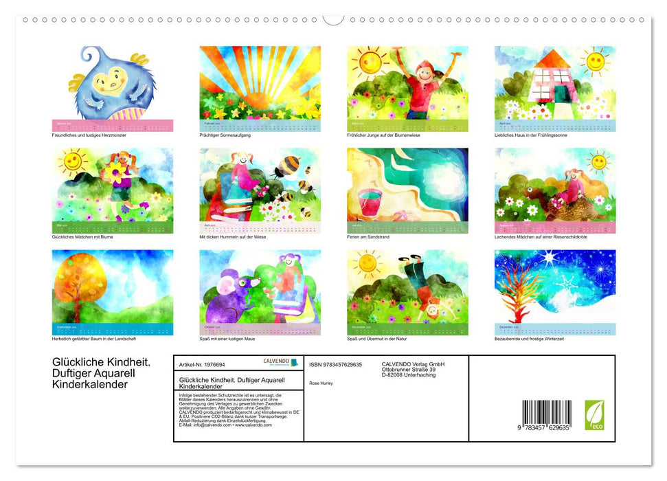 Glückliche Kindheit. Duftiger Aquarell Kinderkalender (CALVENDO Wandkalender 2026)