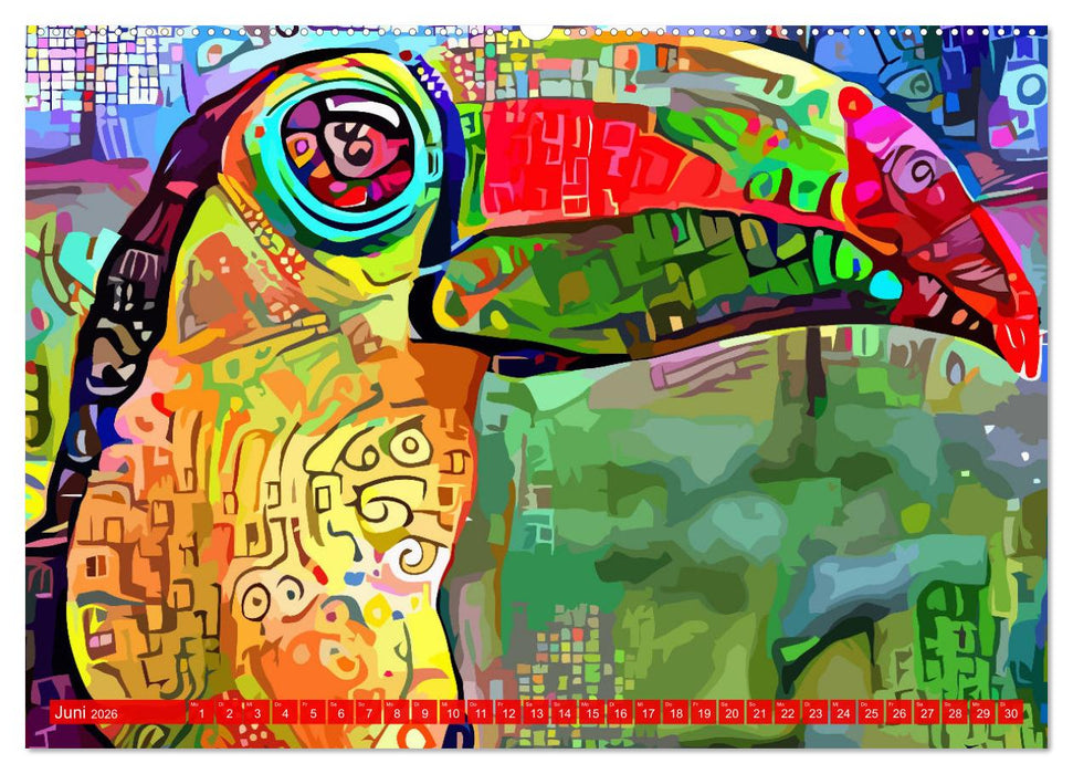 Kunstkalender. Farbenfrohe Tier-Illustrationen (CALVENDO Wandkalender 2026)