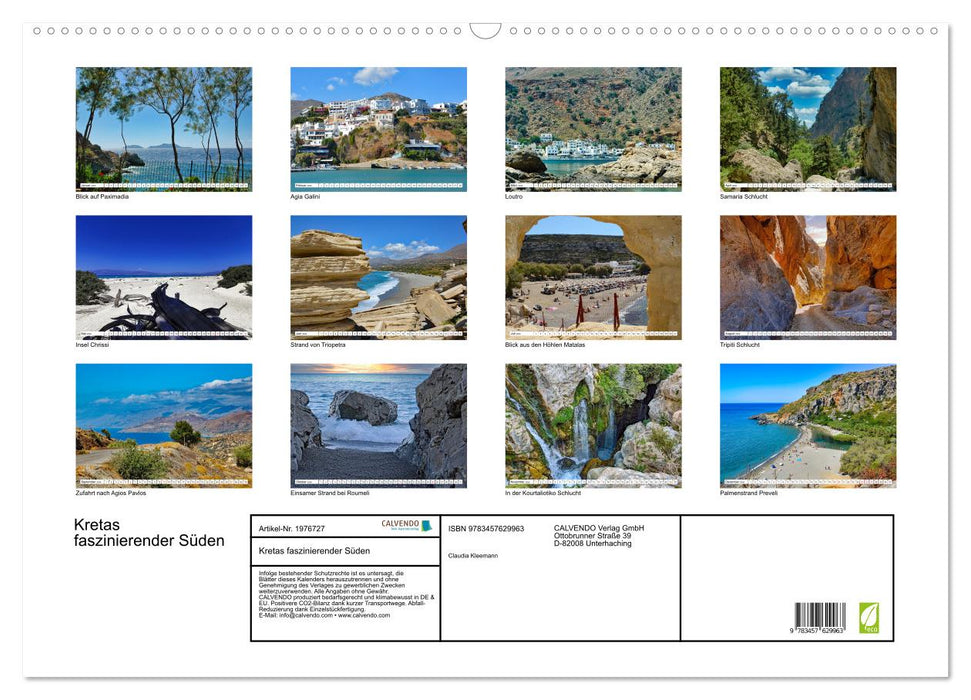 Kretas faszinierender Süden (CALVENDO Wandkalender 2026)