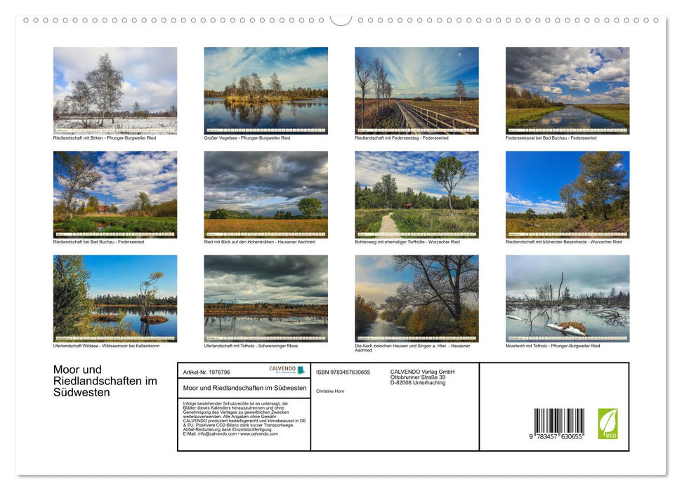 Moor und Riedlandschaften im Südwesten (CALVENDO Wandkalender 2026)