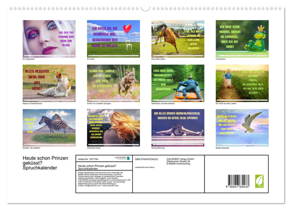 Heute schon Prinzen geküsst? Spruchkalender (CALVENDO Wandkalender 2026)