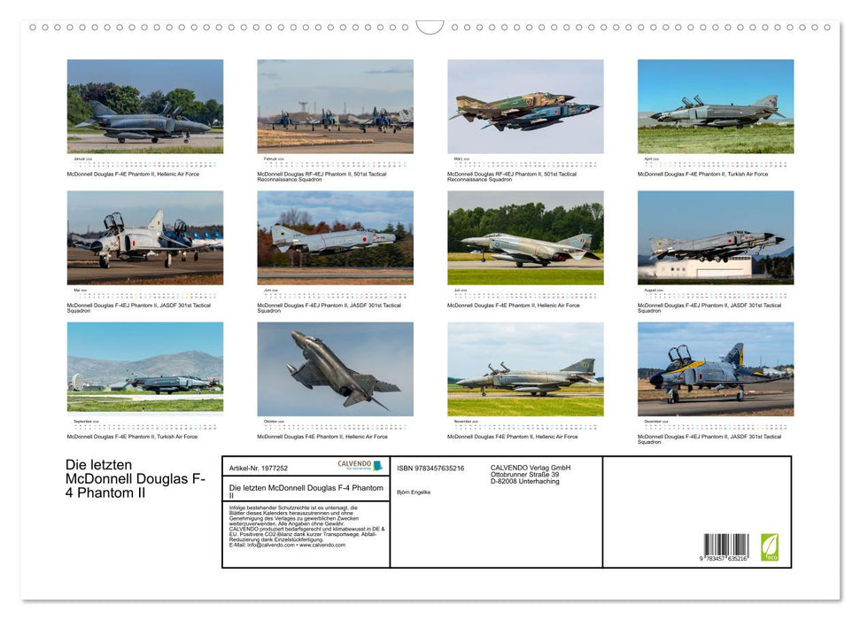 Die letzten McDonnell Douglas F-4 Phantom II (CALVENDO Wandkalender 2026)