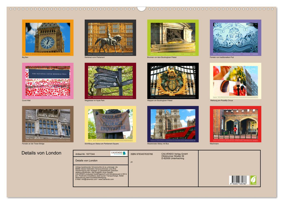 Details von London (CALVENDO Wandkalender 2026)