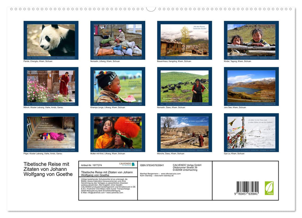 Tibetische Reise mit Zitaten von Johann Wolfgang von Goethe (CALVENDO Wandkalender 2026)