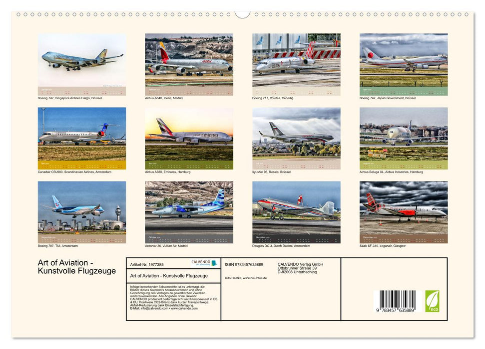 Art of Aviation - Kunstvolle Flugzeuge (CALVENDO Wandkalender 2026)