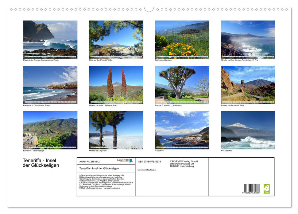 Teneriffa - Insel der Glückseligen (CALVENDO Wandkalender 2026)