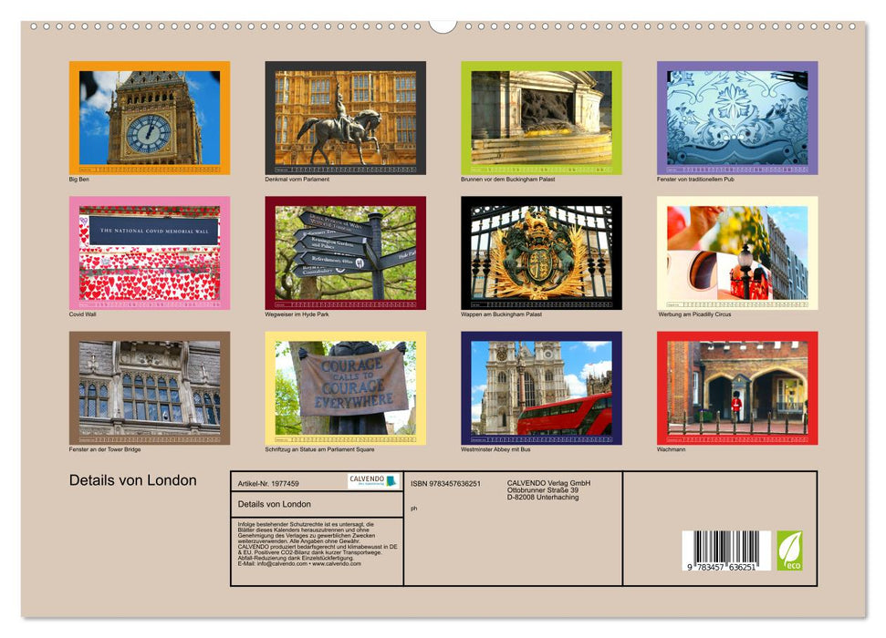 Details von London (CALVENDO Premium Wandkalender 2026)