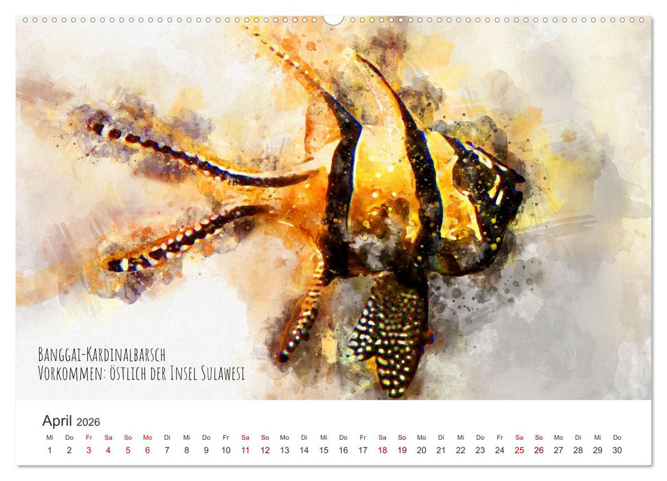 Exotische Fische - Die schönsten Fische der Welt in Aquarell (CALVENDO Wandkalender 2026)