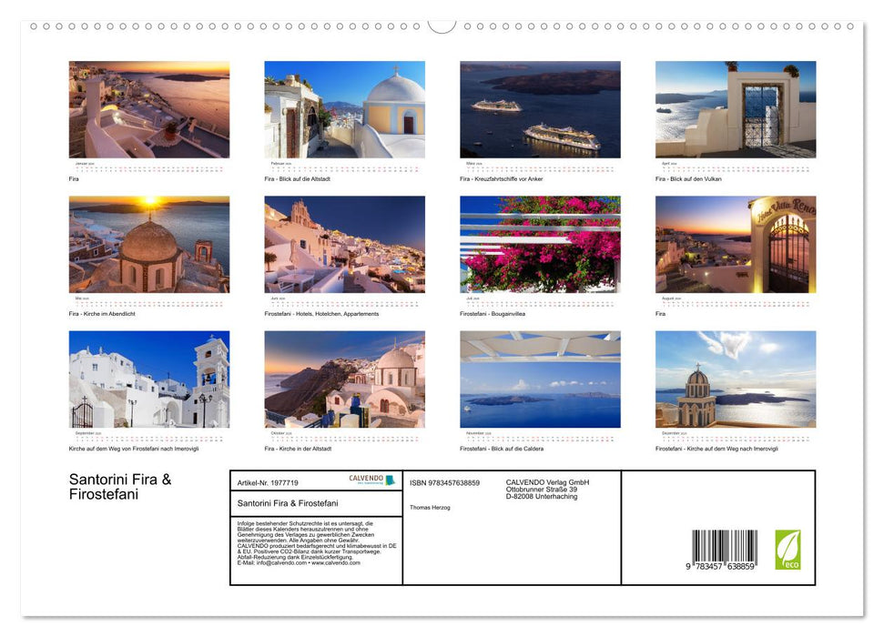 Santorini Fira & Firostefani (CALVENDO Wandkalender 2026)