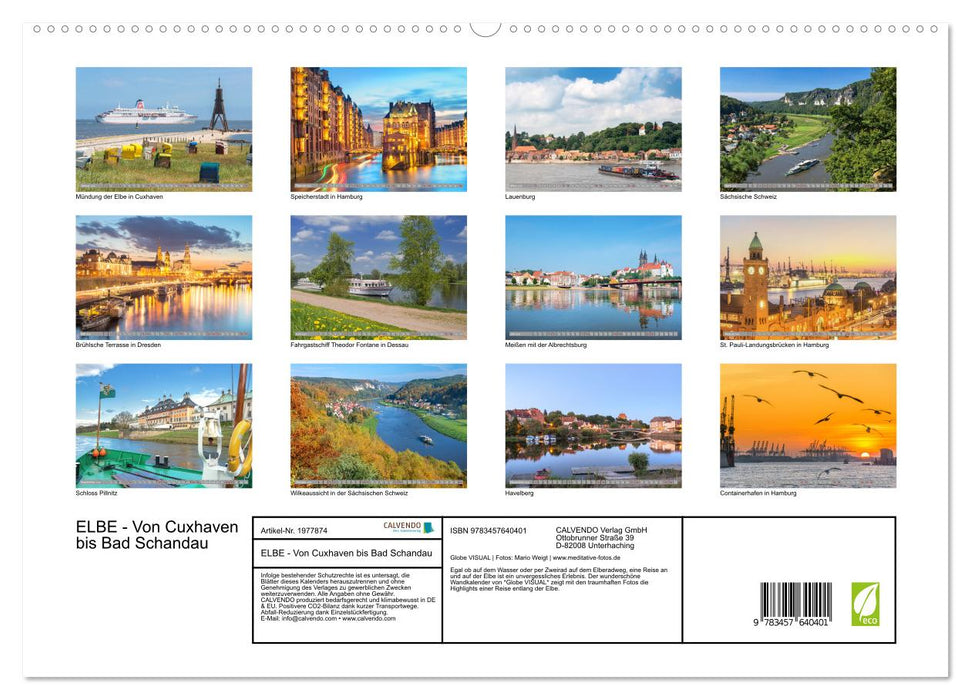 ELBE - Von Cuxhaven bis Bad Schandau (CALVENDO Wandkalender 2026)