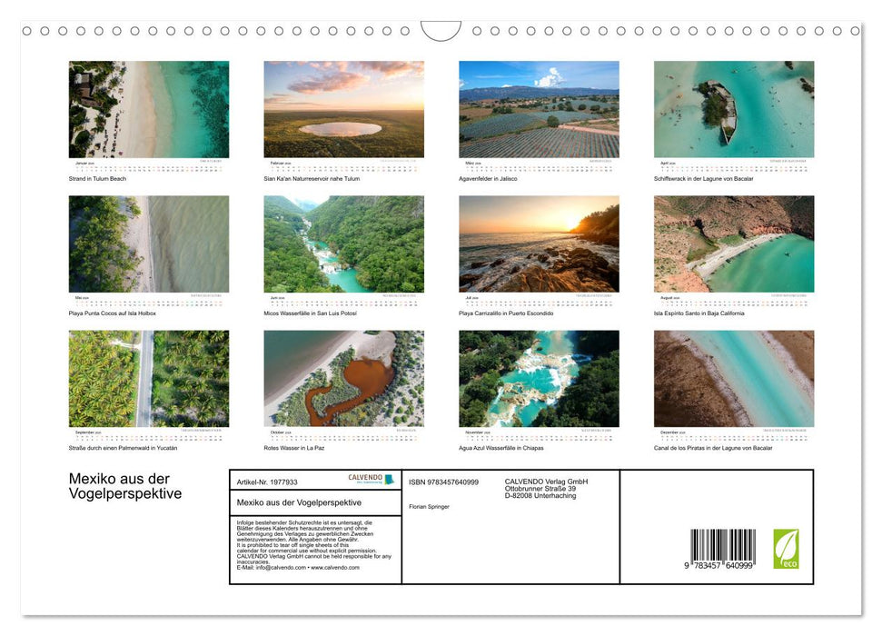 Mexiko aus der Vogelperspektive (CALVENDO Wandkalender 2026)