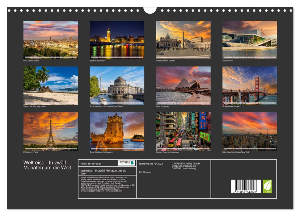 Weltreise - In zwölf Monaten um die Welt (CALVENDO Wandkalender 2026)