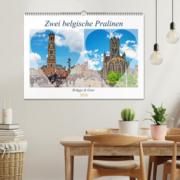 Zwei belgische Pralinen Brügge und Gent (CALVENDO Wandkalender 2026)
