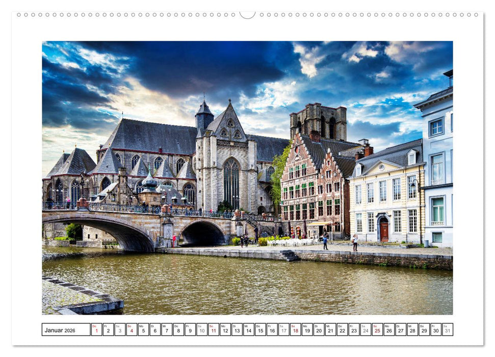 Zwei belgische Pralinen Brügge und Gent (CALVENDO Wandkalender 2026)
