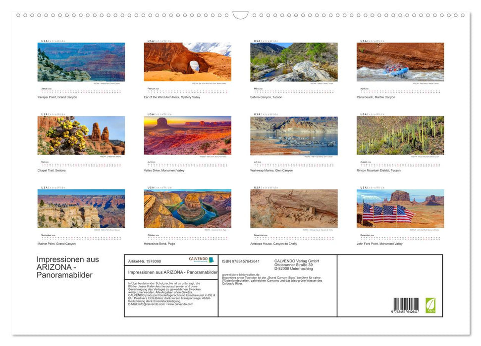 Impressionen aus ARIZONA - Panoramabilder (CALVENDO Wandkalender 2026)