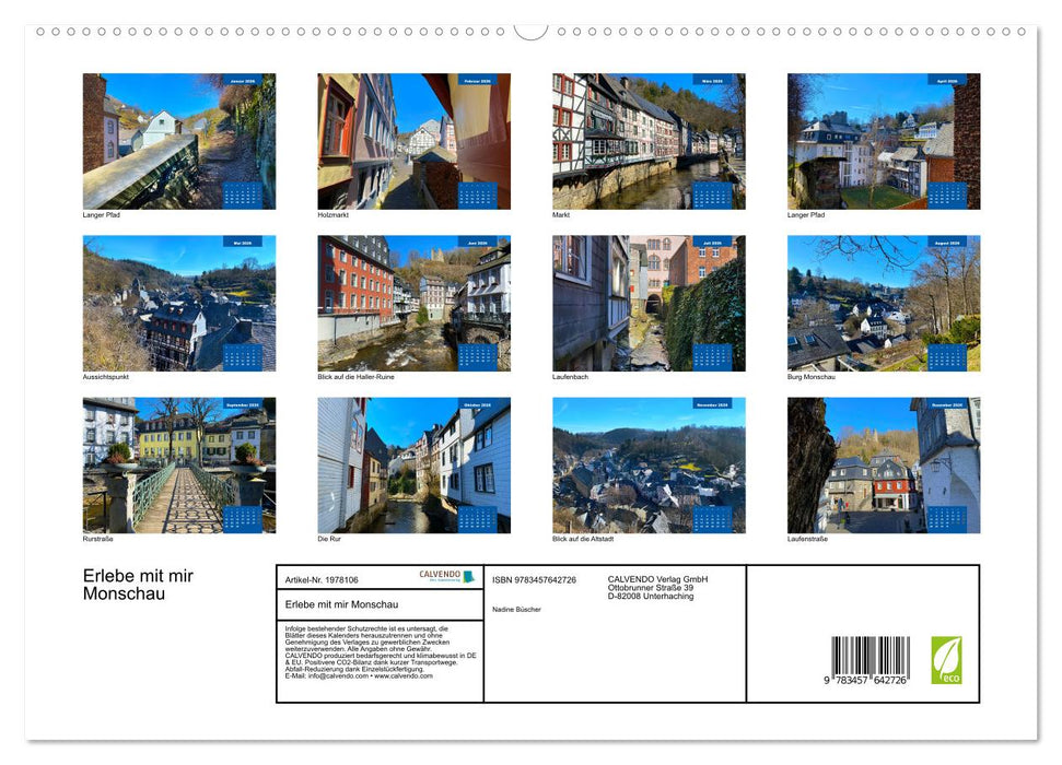 Erlebe mit mir Monschau (CALVENDO Wandkalender 2026)