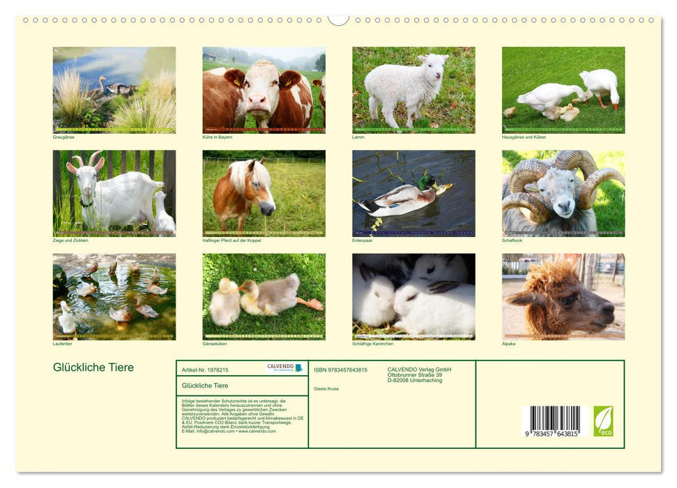 Glückliche Tiere (CALVENDO Wandkalender 2026)