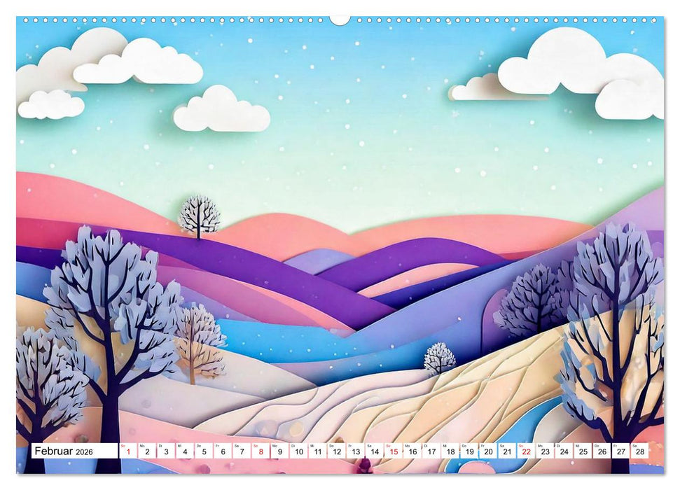 Wandel der Jahreszeiten in Papierschichten (CALVENDO Premium Wandkalender 2026)