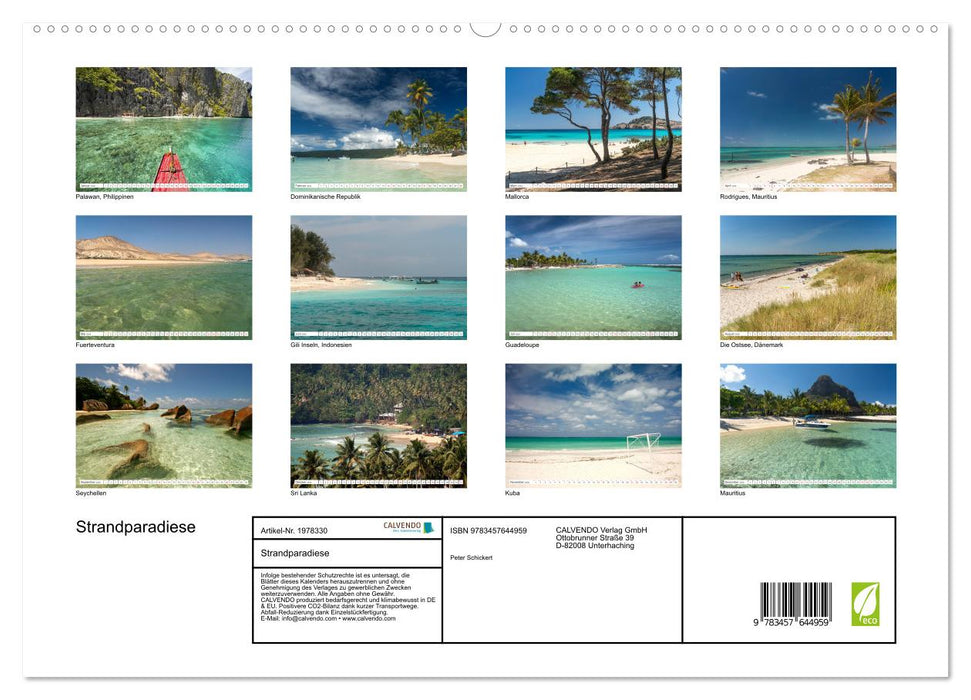 Strandparadiese (CALVENDO Wandkalender 2026)