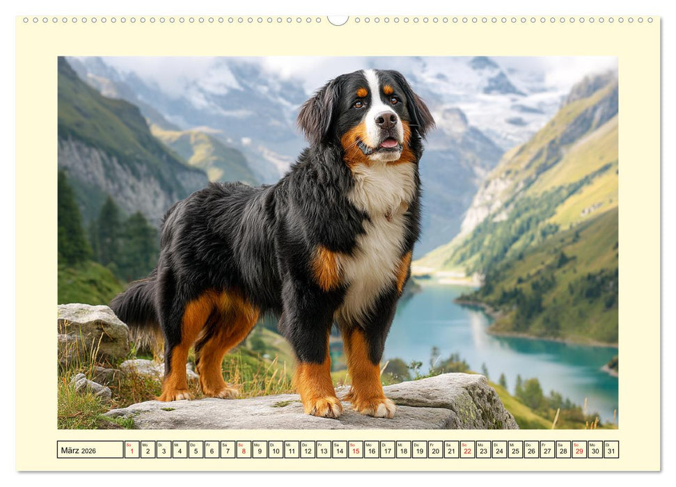 Berner Sennenhund. Sanfte Seelen zwischen Alpenglück und Abenteuerlust (CALVENDO Wandkalender 2026)