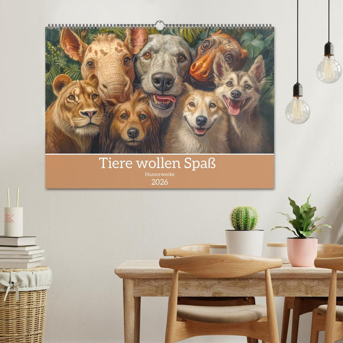 Tiere wollen Spaß - Humorwerke (CALVENDO Wandkalender 2026)