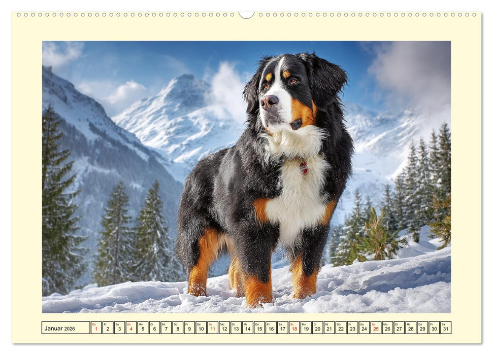 Berner Sennenhund. Sanfte Seelen zwischen Alpenglück und Abenteuerlust (CALVENDO Premium Wandkalender 2026)