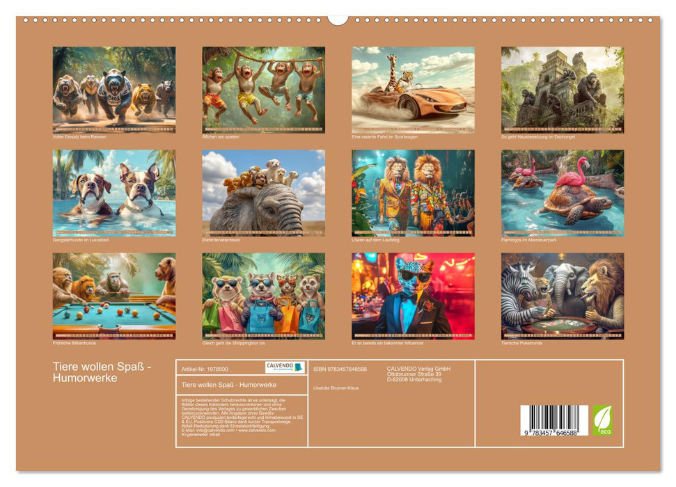 Tiere wollen Spaß - Humorwerke (CALVENDO Premium Wandkalender 2026)