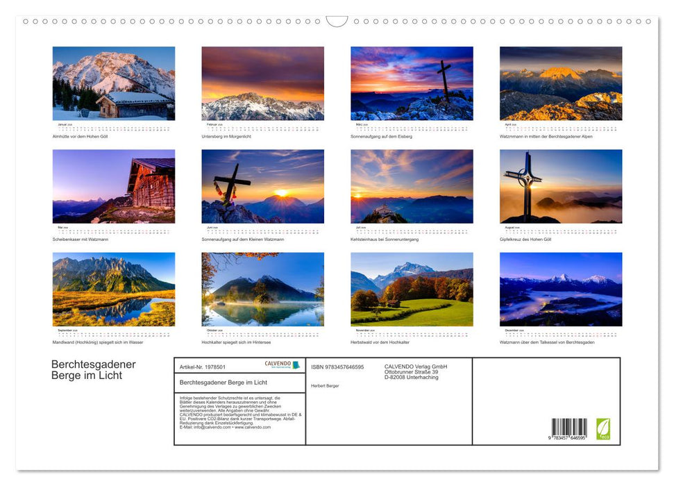 Berchtesgadener Berge im Licht (CALVENDO Wandkalender 2026)