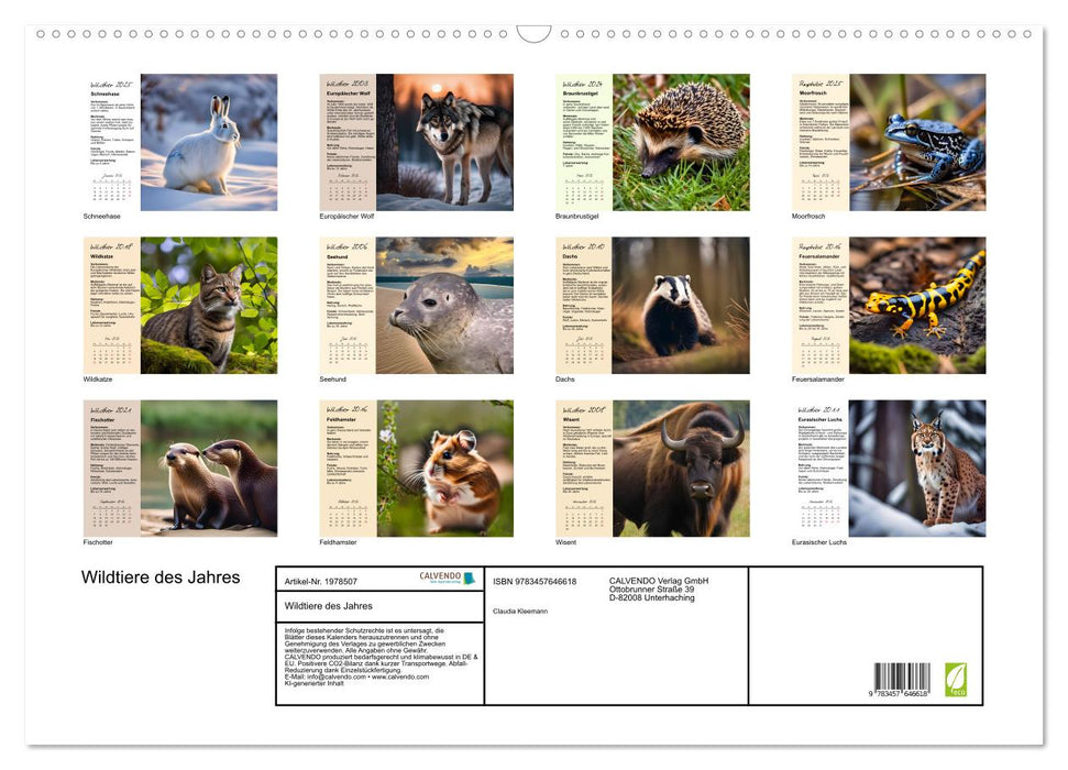 Wildtiere des Jahres (CALVENDO Wandkalender 2026)