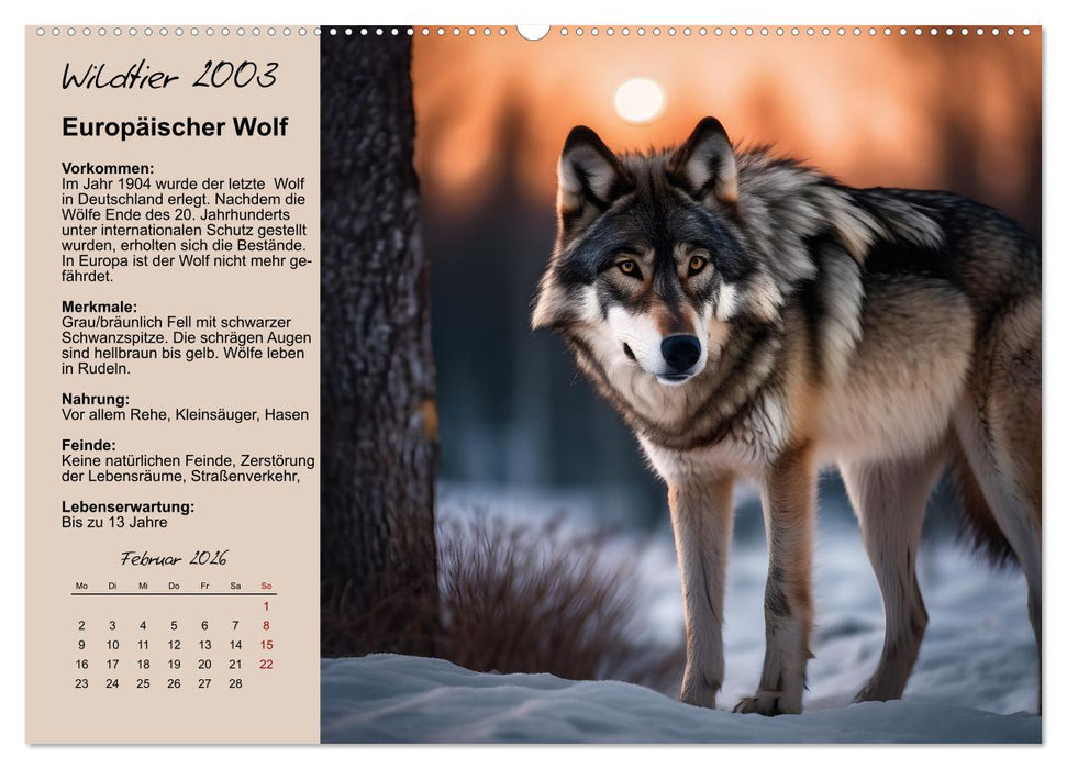 Wildtiere des Jahres (CALVENDO Premium Wandkalender 2026)