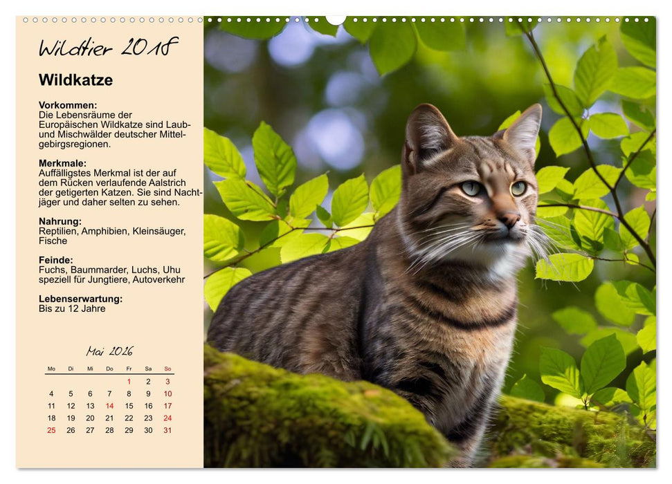 Wildtiere des Jahres (CALVENDO Premium Wandkalender 2026)