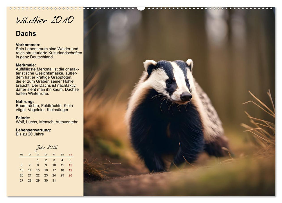 Wildtiere des Jahres (CALVENDO Premium Wandkalender 2026)