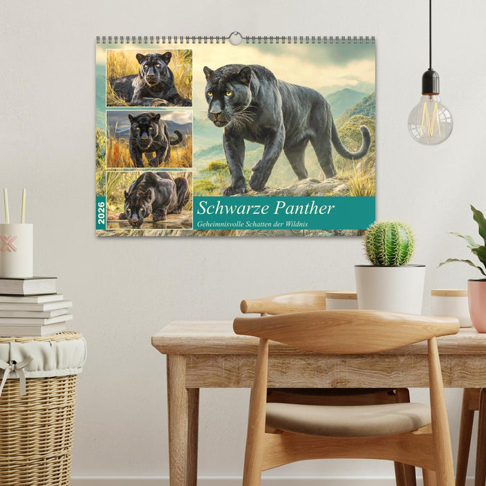 Schwarze Panther. Geheimnisvolle Schatten der Wildnis (CALVENDO Wandkalender 2026)